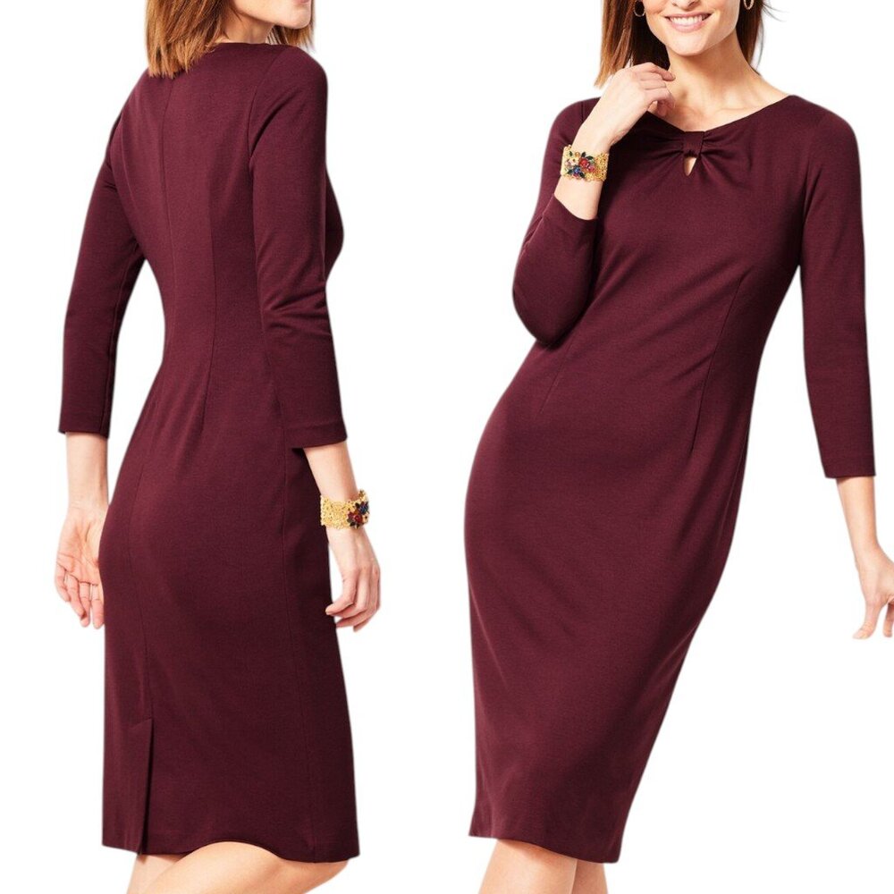 J. McLaughlin Maroon Isabel Knot Front Knit Dress Women's Size M